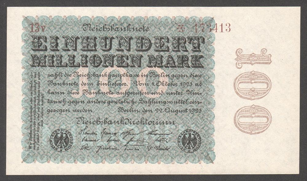ГЕРМАНИЯ 100000000 марок 1923 P107b UNC