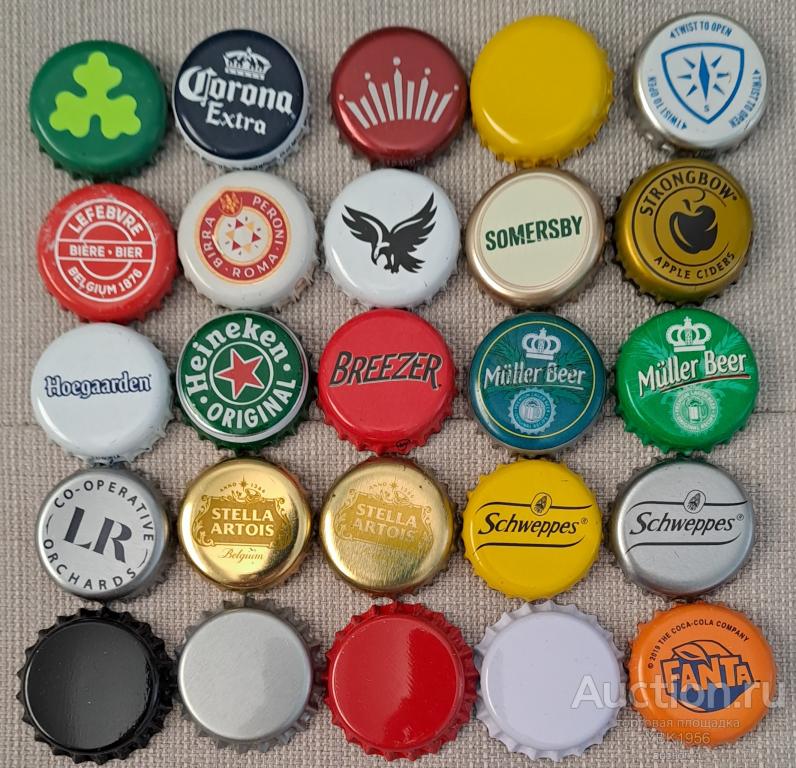 Кронен пробка (крышка)- 25 штук без повторов, все разные. Одним лотом ...