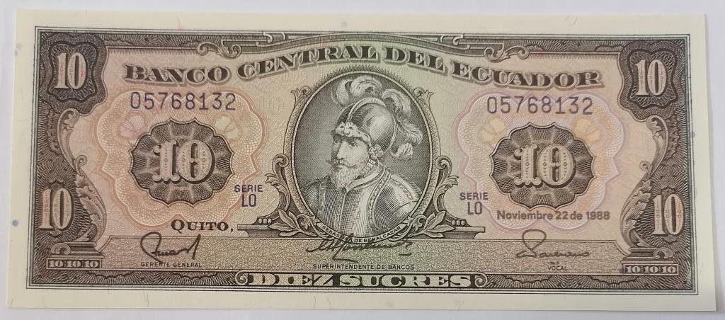 Эквадор 10 сукре 1988 UNC P#121