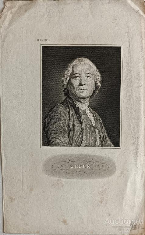 "Christoph Willibald Ritter von Gluck" гравюра Meyers Konversations-Lexikon 1859 год