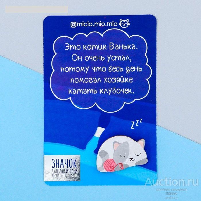 Значок «Котик», 8 х 12 см. Новый.