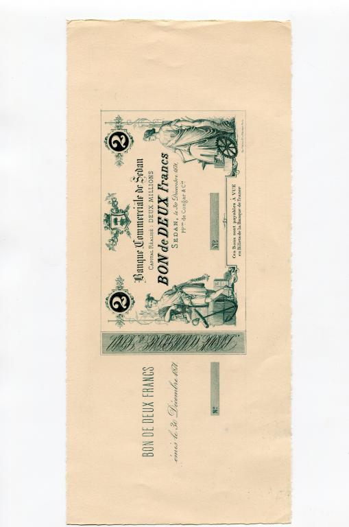 Франция, пробы печати, 2 франка, 1871 год, UNC