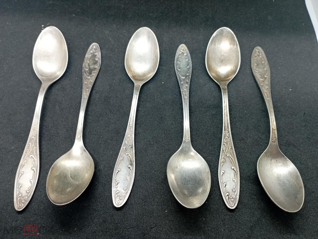 КОМПЛЕКТ ЧАЙНЫЕ ЛОЖКИ 6 ШТУК МЕЛЬХИОР МНЦ СССР