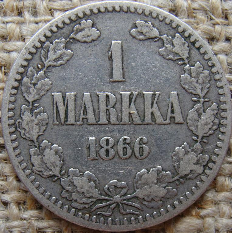 Финляндия 1 марка 1866 год (S)