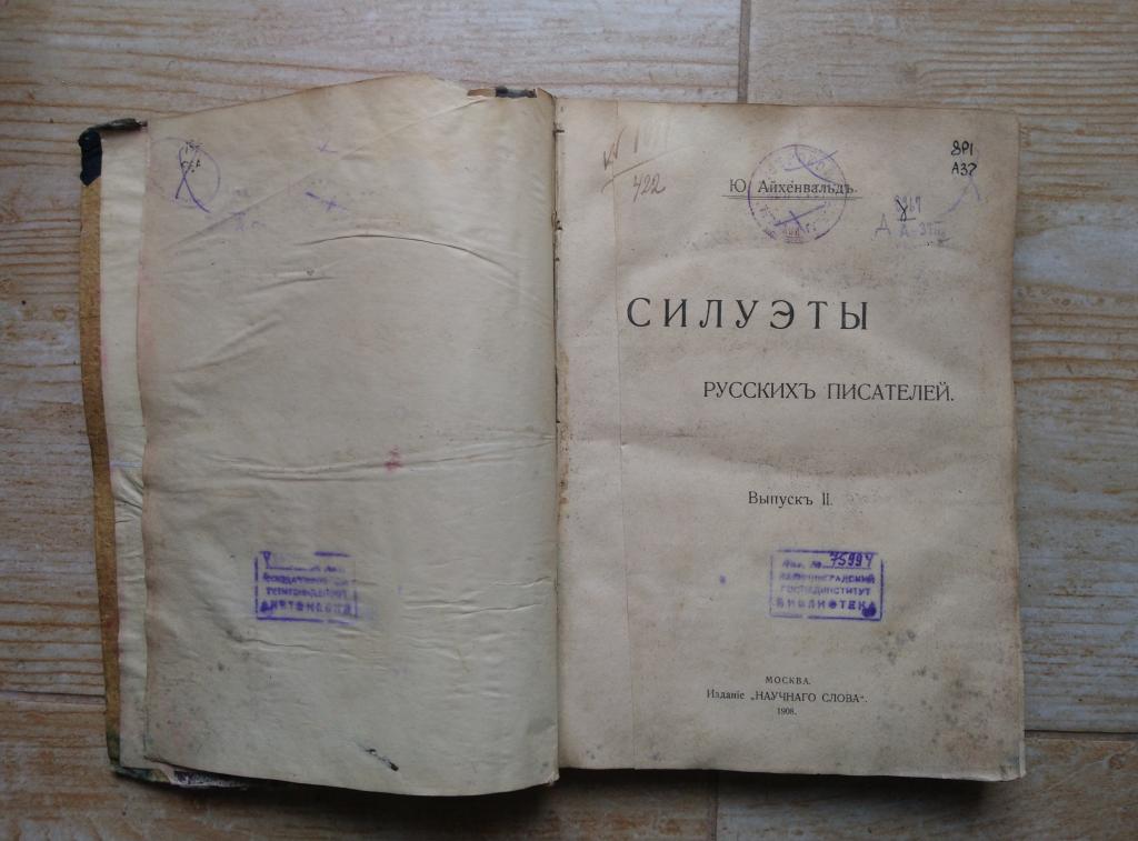 Книга Силуэты русских писателей Айхенвальд Москва 1908