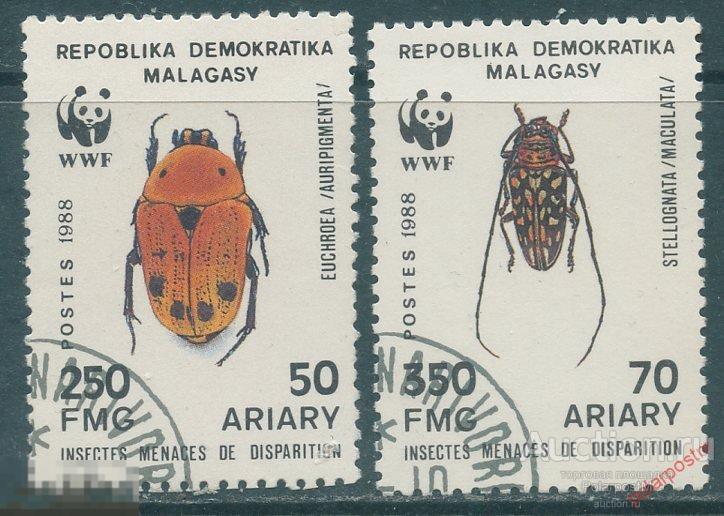 MG10 Мадагаскар 1988 1159-1160 WWF. Всемирная защита природы – насекомые. Жуки 