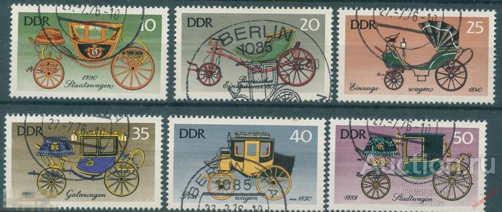 Y85 ГДР 1976 2147-2152 Конные экипажи. Кареты. Повозки. Транспорт 