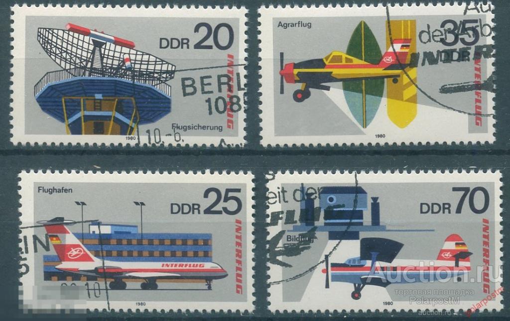 Y85 ГДР 1980 2516-2519 25 лет Interflug Airlines. САМОЛЕТЫ. АВИАЦИЯ 