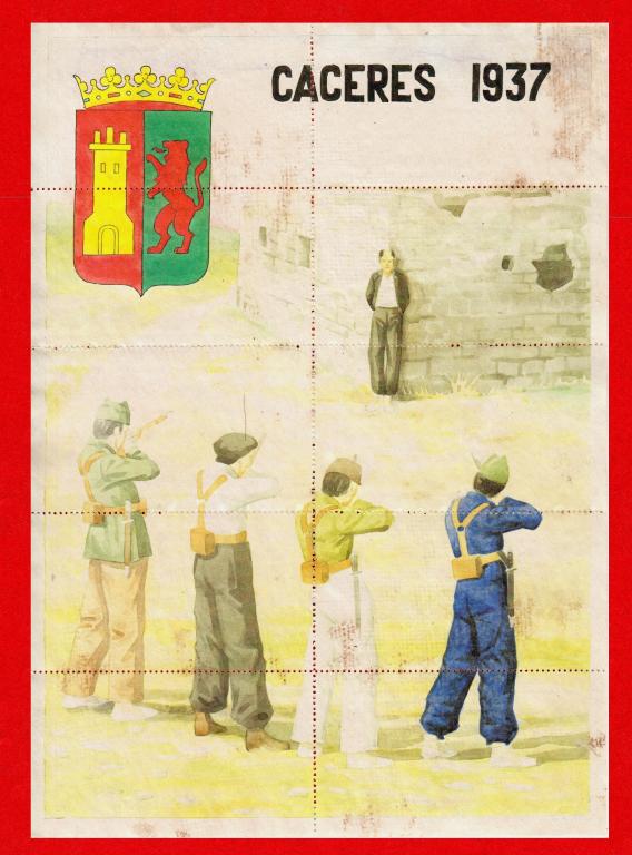 Испания, Расстрел коммуниста, Франкисты Касереса, 1937, КУПОНЫ ТАЛОНЫ, ВЕСЬ ЛИСТ, RRR