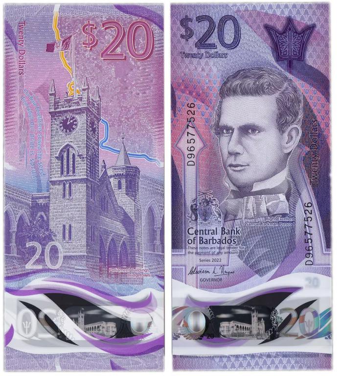 Барбадос 20 долларов 2022 полимер