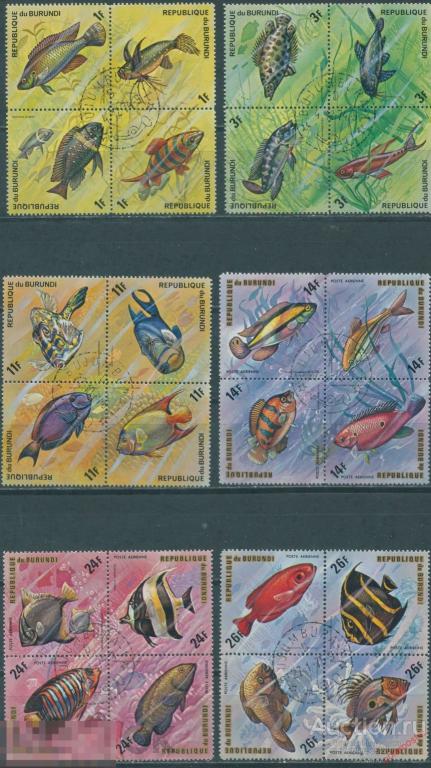 MG10 БУРУНДИ 1974 1034+ (1090+) Рыбы. Фауна 
