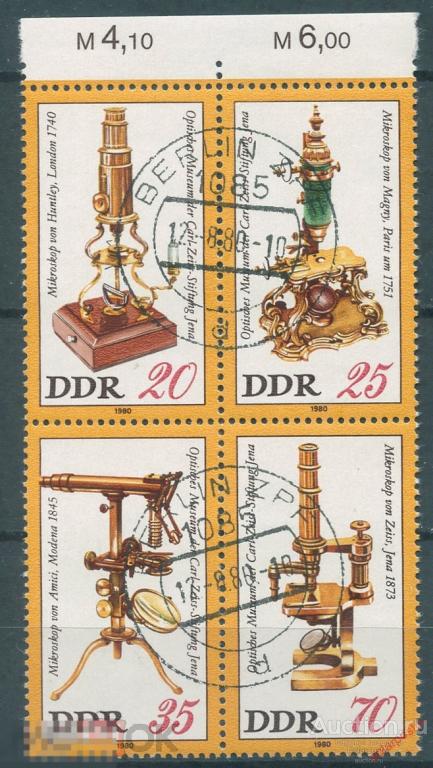 Y85 ГДР 1980 2534-2537 МИКРОСКОПЫ 