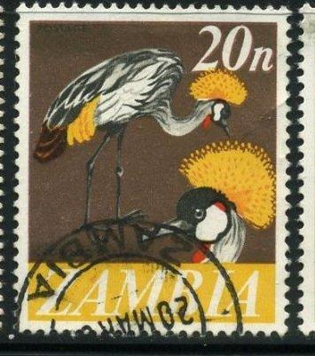 Замбия 1968 год Фауна Серый венценосный журавль Гаш