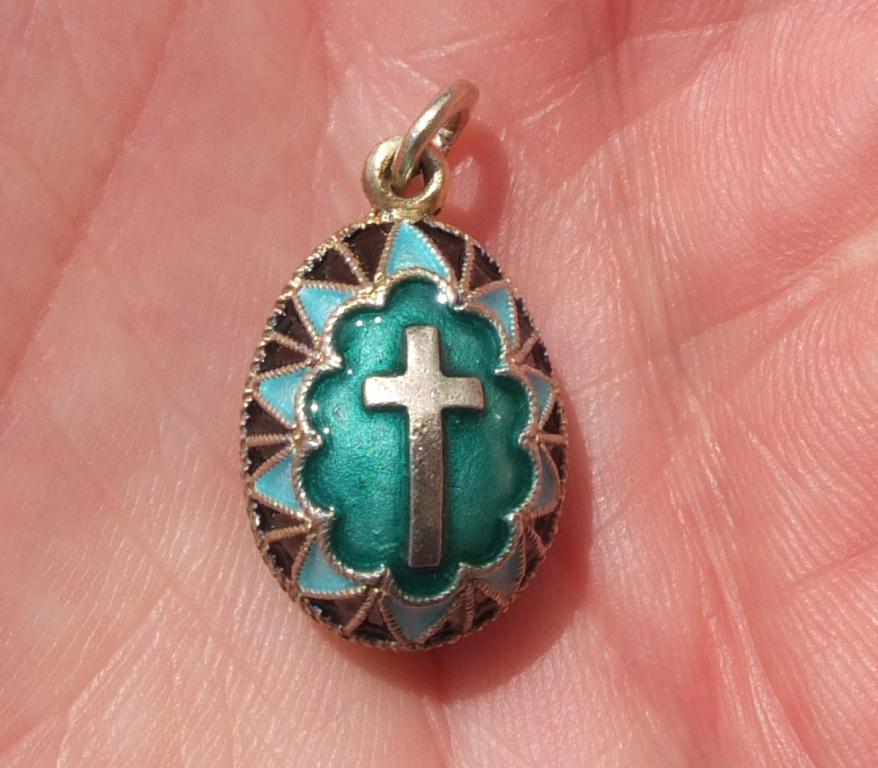 серебряное пасхальное яйцо, горячие многоцветные эмали, 960 проба