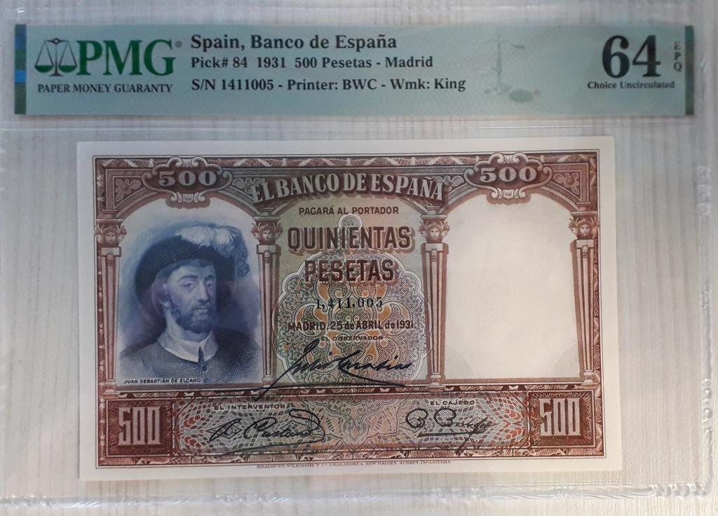 500 песет Испания 1931 (Р:84). PMG64