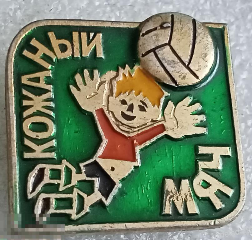 Значок спортивный клуб.Кожаный мяч 
