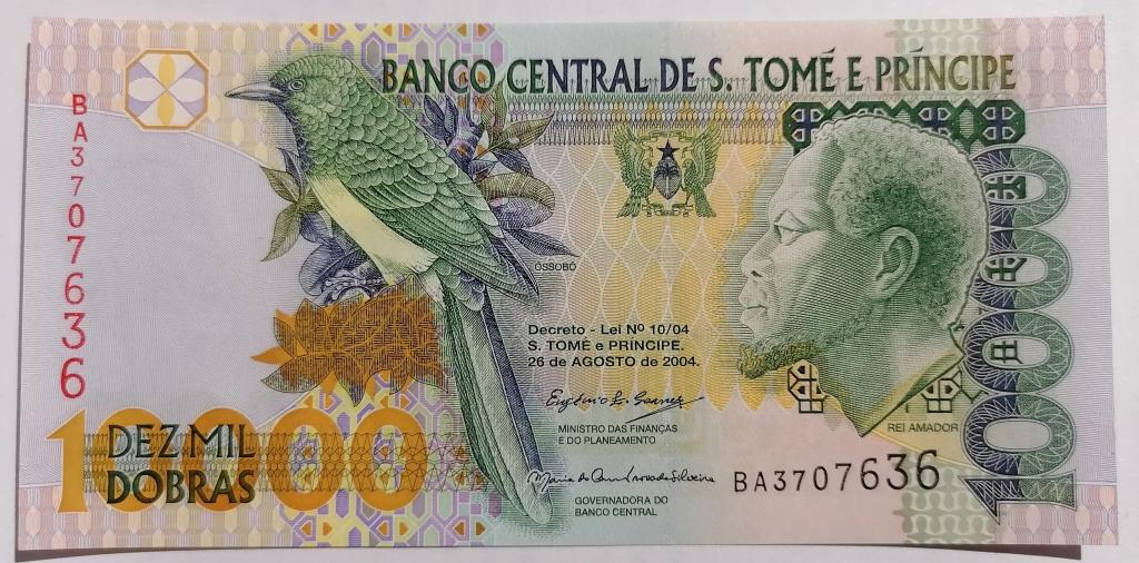 Сан Томе и Принсипи 10000 добрас 2004 год UNC (PIck 66c)