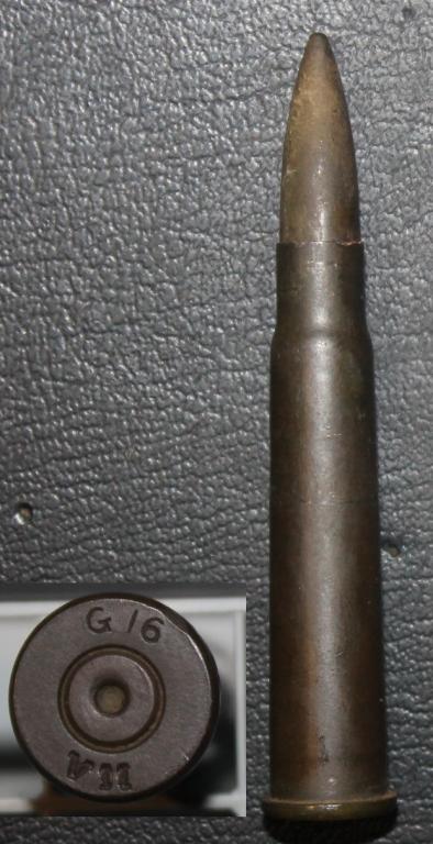 Макет 7.71х56R, .303 Britich, маркировка G 16 VII. Гильза отстрел, пуля нет.