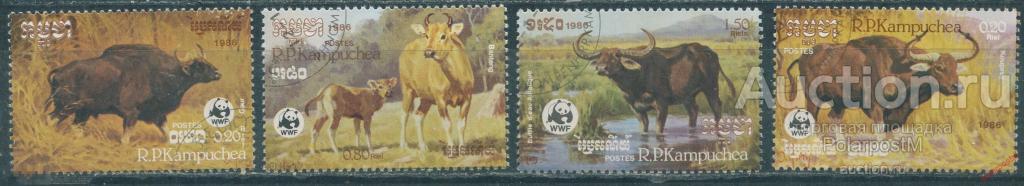 MG10 КАМБОДЖА 1986 823-826 WWF Всемирная охрана природы. Буйволы 