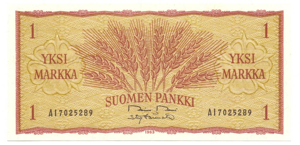 1 марка 1963 AI 7025289 Финляндия пресс