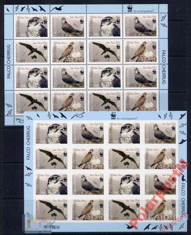 КЫРГЫЗСТАН 2009 579А-2А+579B-2B WWF СОКОЛ (10 Листов). 