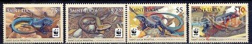 Сент-Люсия 2008 1275-1278 WWF - Сент-Люсия Хлыстохвост. Ящерицы. Фауна 