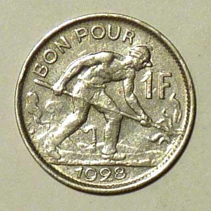 Люксембург 1 франк 1928 года