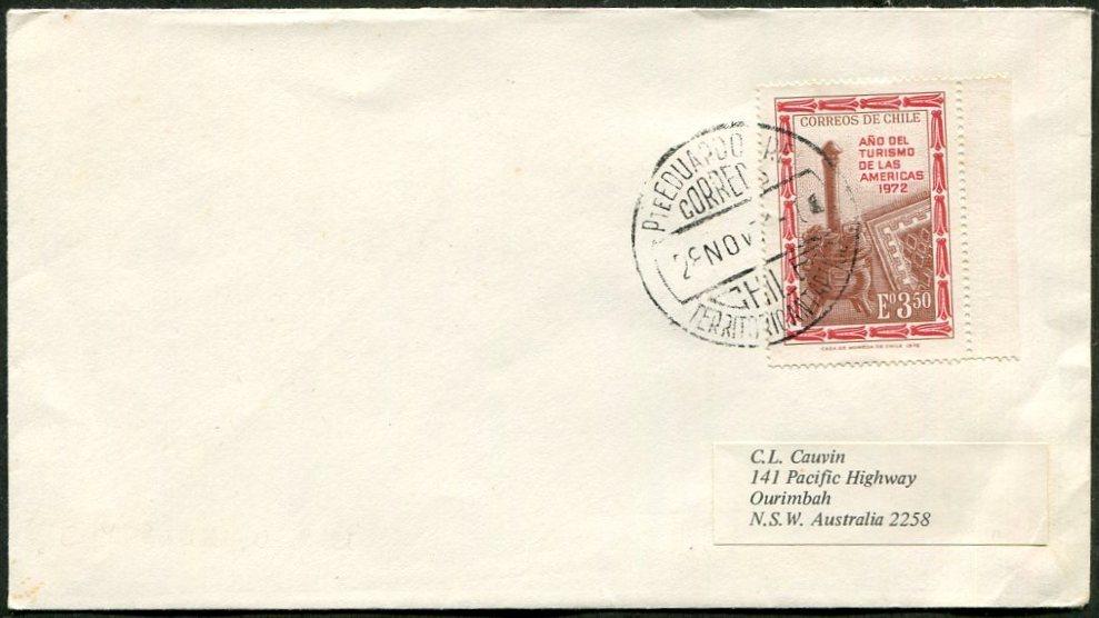 АНТАРКТИКА Чили 1972 шт. Pte EDUARDO FREI метео-база «Президент Эдуардо Фрей» конверт