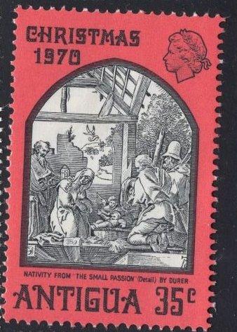 Антигуа 1970 год Рождество Витражи - Маленькая страсть  - Королева Елизавета II MNH