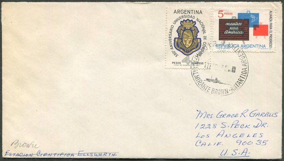 АНТАРКТИКА Аргентина 1965 шт. EST. CIENTIFICA ALMIRANTE BROWN научная станция база Альмиранте Браун