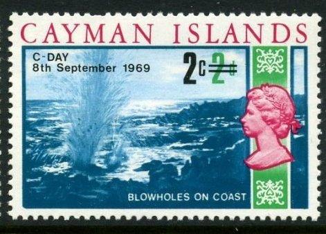 Каймановы острова 1969 год Водяной фонтан Дыхание моря MNH