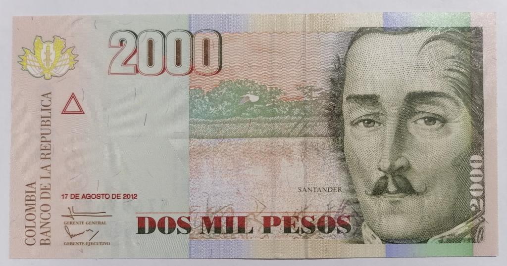 КОЛУМБИЯ 2000 ПЕСО 2012 ГОД P 457t ПРЕСС UNC