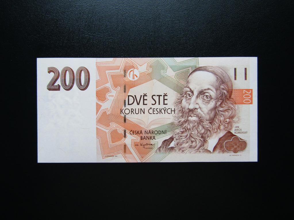Чехия - 200 крон 1998г.  UNC. Префикс G.