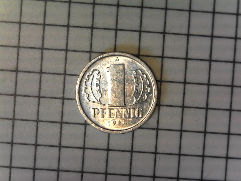 1 пфенниг 1988г., А, Германия, ГДР, оригинал, №2257