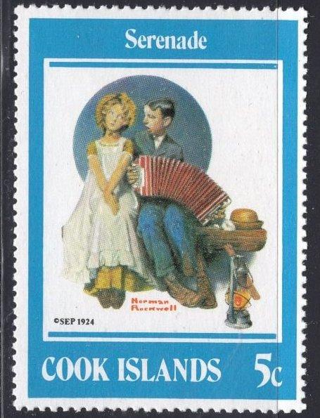 Острова Кука 1982 год  Живопись, Норман Роквелл иллюстрации -   Серенада - MNH