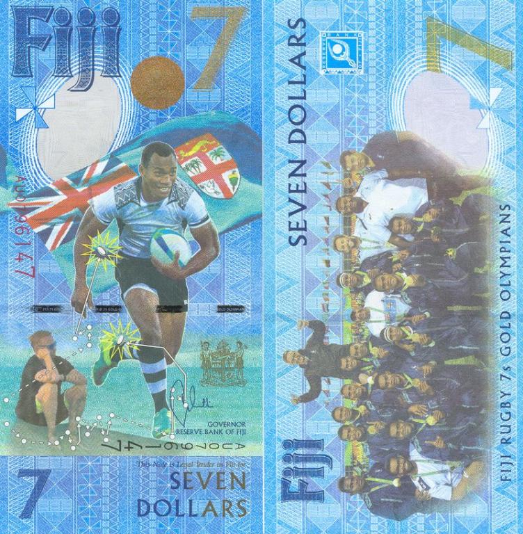 Фиджи 7 долларов ND 2016 (2017) P120 золото рэгби пресс unc