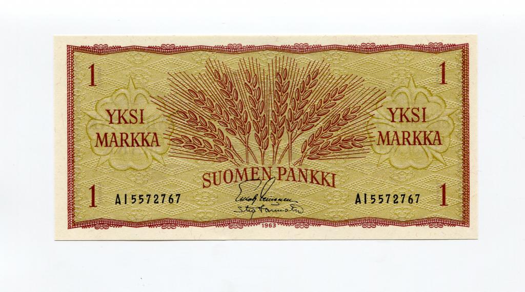 Финляндия, 1 марка, 1963 год, UNC