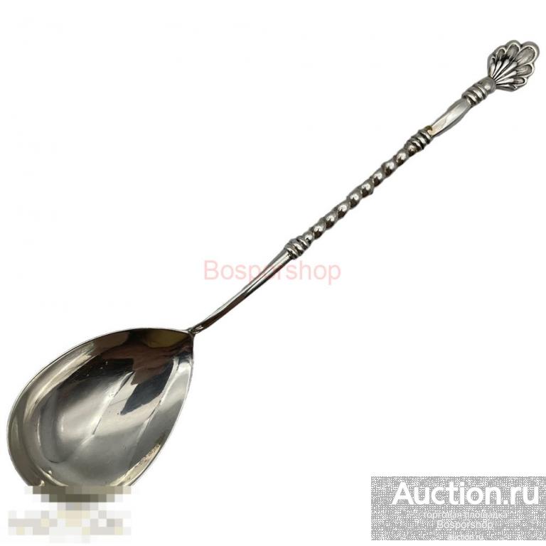 Серебряная чайная ложка "Павлин",  0.875 проба, 1954 г., Киев,  СССР