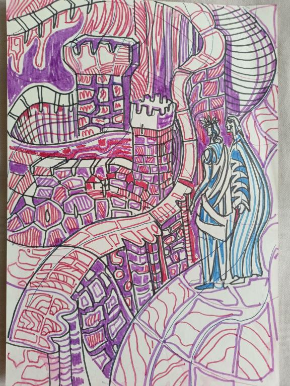 Лемпорт В.С. (1922-2001) Смотрящие сверху на горящую крепость