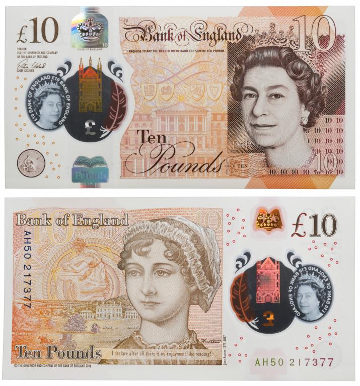 Великобритания 10 фунтoв 2016-2017 полимер