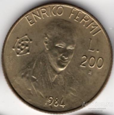 Сан Марино 200 лир 1984 года. Энрико Ферми. UNC наборная