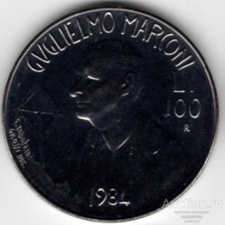 Сан Марино 100 лир 1984 года. Маркони. UNC наборная