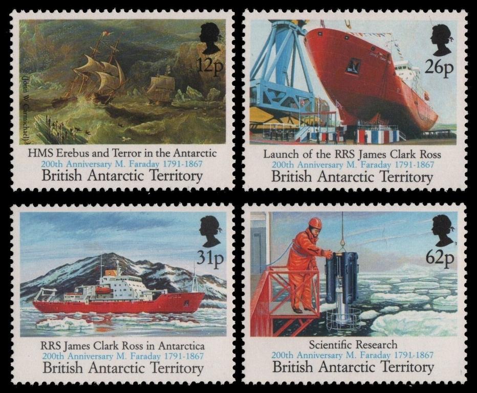 БРИТАНСКИЕ АНТАРКТИЧЕСКИЕ ТЕРРИТОРИИ (БАТ),1991,Ми-189-92*Исследование АНТАРКТИДЫ.
