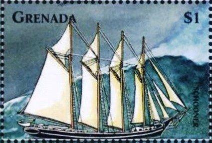 Гренада 1998 г. Корабли . Парусник .Шхуна ** Mi GD 3669  чист. , ЧБН