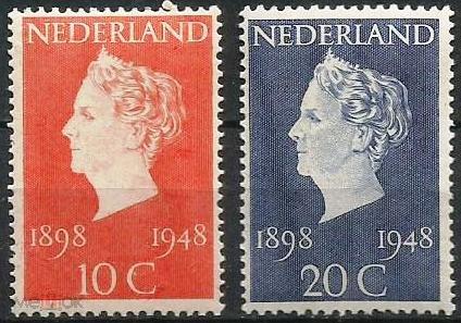 Нидерланды,1948,Ми-507-8**50 лет Коронации Королева Вильгельмина