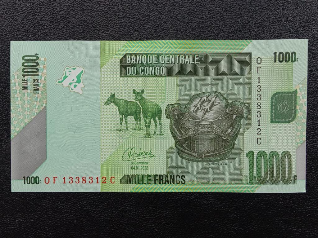 Конго 1000 франков 2022г.    UNC    Р.101