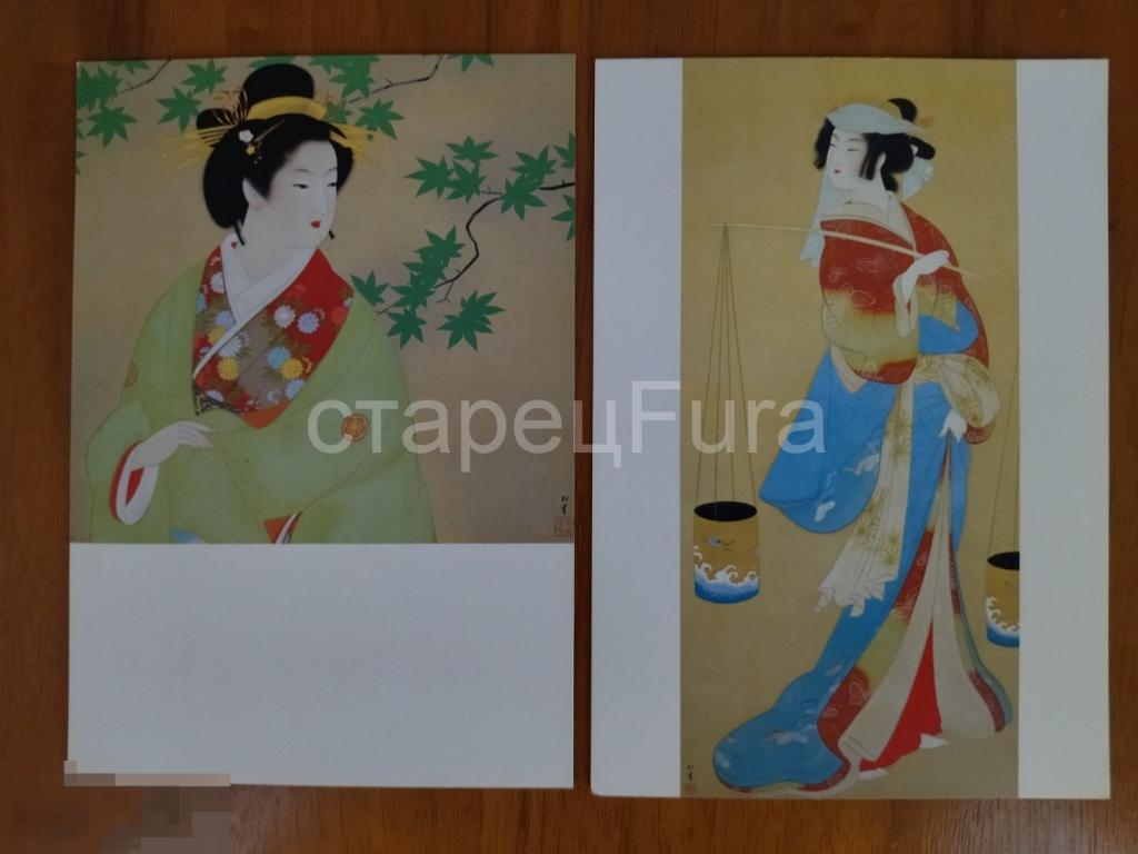 ЯПОНИЯ. ДВЕ ОТКРЫТКИ. ГЕЙША. КУЛЬТУРА. БЫТ. ИСКУССТВО. ЖИВОПИСЬ. ЦЕНА ЗА ВСЕ! 