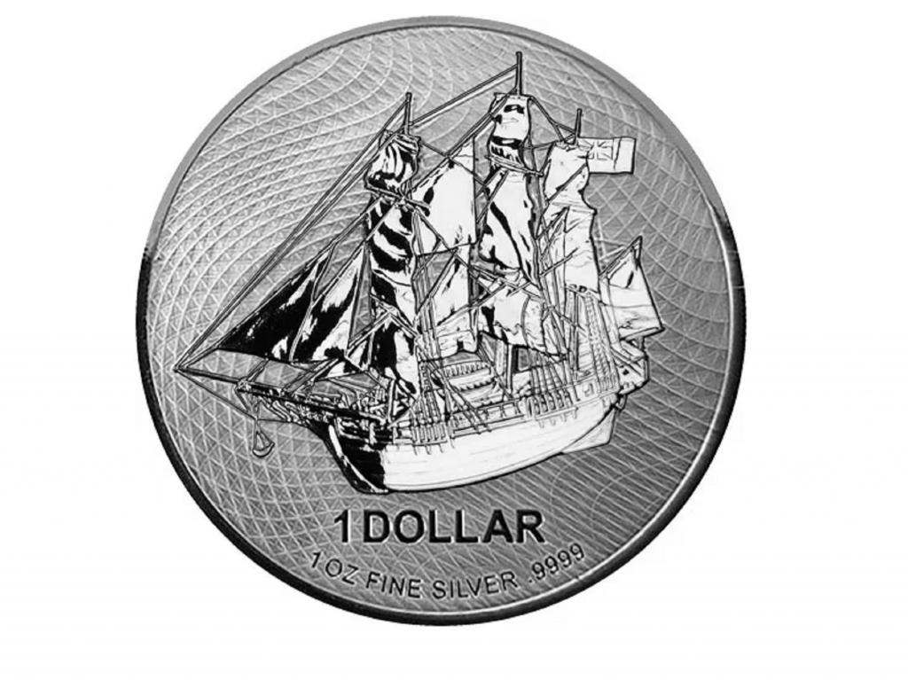 ОСТРОВА КУКА 1 oz 1 доллар 2020 корабль-парусник Баунти СЕРЕБРО 9999