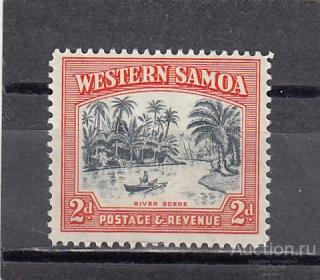 WESTERN SAMOA  ЗАПАДНОЕ САМОА Лодка  Пальмы № 77  1935 Сост* Наклейка!!