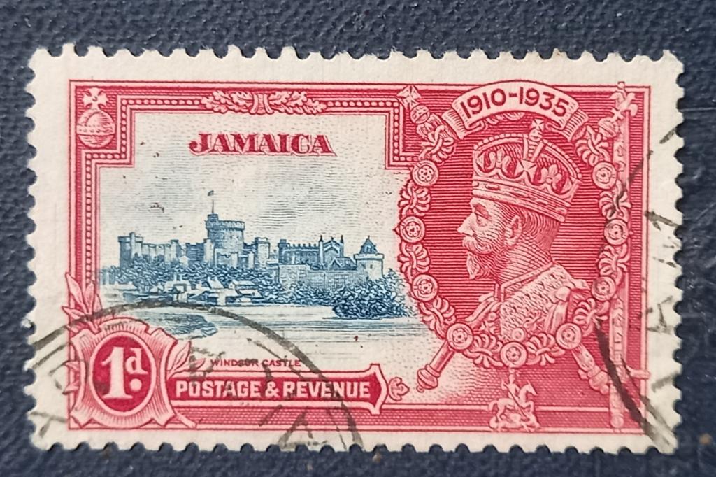 Ямайка 1935 год Виндзорский замок и король Георг V Гаш